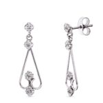 18K PENDIENTES ORO BLANCO CIRCONITA 25X8 MM CIERRE PRESION