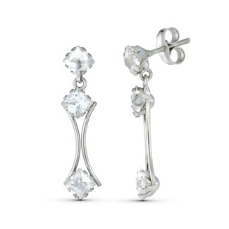 18K PENDIENTES ORO BLANCO DOS CUERPOS CON CIRCONITA 25X6 MM, CIERRE TUERCA