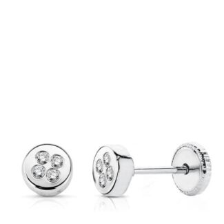18K PENDIENTES ORO BLANCO CIRCONITA 4 MM TUERCA