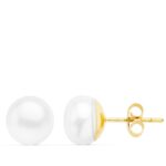 18K PENDIENTES ORO AMARILLO PERLA BARROCAS 9,5-10 MM CIERRE PRESION