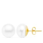 18K PENDIENTES ORO AMARILLO PERLA CULTIVADA BARROCA 11 A 12 MM CIERRE PRESION