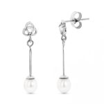 18K PENDIENTES ORO BLANCO CON CIRCONITA Y PERLA CIERRE PRESION