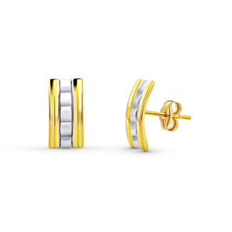 18K PENDIENTES ORO BICOLOR PRESION