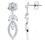 18K PENDIENTES ORO BLANCO CIRCONITA 30X8 MM CIERRE PRESION