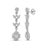 18K PENDIENTES ORO BLANCO LARGOS CIRCONITA 35X10 MM PRESION