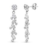 18K PENDIENTES ORO BLANCO CIRCONITA 30X5 MM CIERRE PRESION