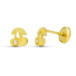 18K PENDIENTES ORO AMARILLO CEREZAS, 5X5 MM CIERRE TUERCA