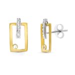 18K PENDIENTES ORO BICOLOR CIRCONITA PRESION