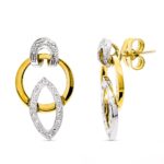 18K PENDIENTES ORO BICOLOR CIRCONITA PRESION, 20X12 MM CIERRE PRESION