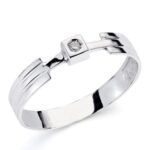18K SOLITARIO ORO BLANCO BRILLANTE, 0,040 QTS, ANCHO: 4 MM