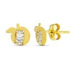 18K PENDIENTES ORO AMARILLO MANZANA 7X6 MM CIERRE PRESION