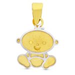 18K COLGANTE ORO BICOLOR NIÑO LASER, 11X9 MM