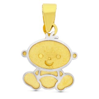 18K COLGANTE ORO BICOLOR NIÑO LASER, 11X9 MM