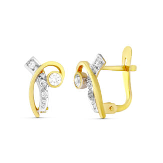 18K PENDIENTES ORO BICOLOR CIRCONITA 11X7 MM, CIERRE CATALAN