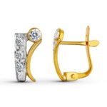 18K PENDIENTES ORO BICOLOR CIRCONITA 11X5 MM CIERRE CATALAN