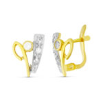 18K PENDIENTES ORO BICOLOR CIRCONITA 11X8 MM, CIERRE CATALAN