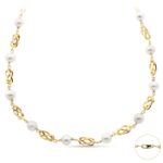 18K GARGANTILLA ORO AMARILLO CON PERLA DE 8,5 MM Y JAULAS DE ORO, LONGITUD 50CM