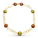 18K GARGANTILLA ORO AMARILLO GARGANTILLA BOLAS MURANO 19 MM 50CM