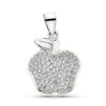 18K COLGANTE ORO BLANCO MANZANA CON CIRCONITA 21X17 MM