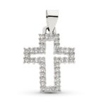 18K CRUZ ORO BLANCO CON CIRCONITA 23X17 MM