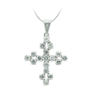 18K CRUZ ORO BLANCO CON CIRCONITA 25X20 MM