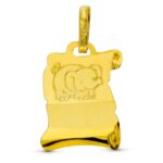 18K COLGANTE PERGAMINO ORO AMARILLO ELEFANTE 16X11 MM
