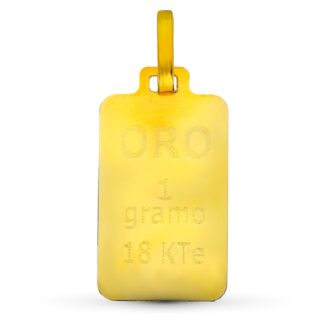18K COLGANTE ORO AMARILLO LINGOTE 1 GRAMO,