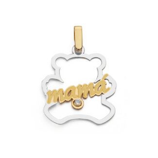 18K COLGANTE BICOLOR OSO, 25X22 MM