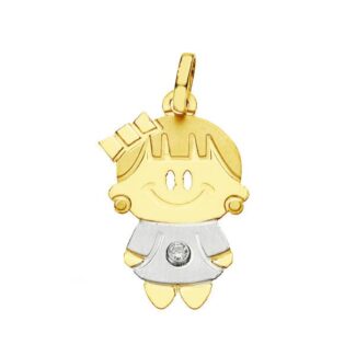 9K COLGANTE ORO BICOLOR NIÑO NIÑA 22X14 MM