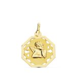 9K MEDALLA ORO AMARILLO ANGEL CALADA 17X14 MM