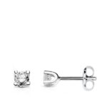18K PENDIENTES ORO BLANCO CON DIAMANTES LABORATORIO 2,5 MM TALLA BRILLANTE 0,120 QTS, VS2-G, CIERRE PRESION