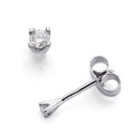 18K PENDIENTES ORO BLANCO DIAMANTES TALLA BRILLANTE 0,110 QTS VS2-G, CIERRE PRESION