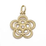 18K COLGANTE ORO AMARILLO FLOR CALADA CIRCONITA 17X15 MM