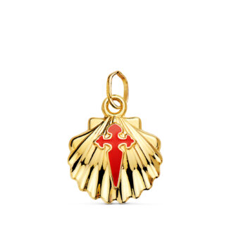 18K COLGANTE ORO AMARILLO CONCHA DE SANTIAGO SIMPLE 14 MM