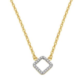 18K COLGANTE ORO BICOLOR ROMBO CON CADENA 45CM