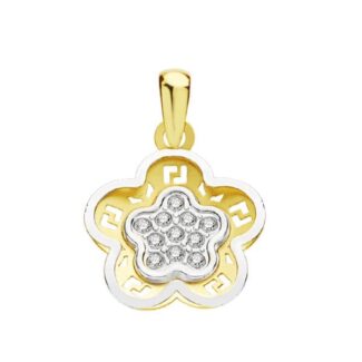 9K COLGANTE ORO BICOLOR CIRCONITA 15X12 MM