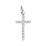 18K CRUZ ORO BLANCO CIRCONITA 18X8 MM