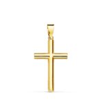 18K CRUZ ORO AMARILLO LISA TUBO HUECO 2,5 MM 21X13 MM