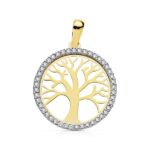 9K COLGANTE ORO BICOLOR ARBOL DE LA VIDA CON CIRCONITA 20 MM