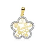 9K COLGANTE ORO BICOLOR MAMA CIRCONITA FLOR 18 MM