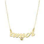 18K COLLAR ORO AMARILLO " AMOR " 45CM CIRCONITA