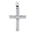 18K CRUZ ORO BLANCO CIRCONITA 20X14 MM