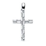 18K CRUZ ORO BLANCO CIRCONITA 19X12 MM