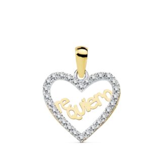 18K COLGANTE ORO BICOLOR CORAZON TE QUIERO 15X13 MM
