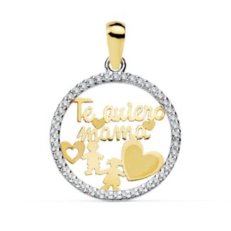 18K COLGANTE MAMA BICOLOR CIRCONITA 16 MM