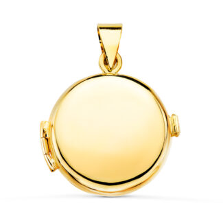 18K GUARDAPELO DIJE PORTAFOTOS ORO AMARILLO REDONDO LISO 21 MM
