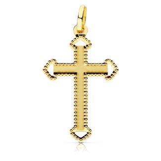 18K CRUZ ORO AMARILLO SIN CRISTO TALLADA 28X17 MM