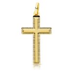 18K CRUZ ORO AMARILLO SIN CRISTO TALLADA 27X15 MM