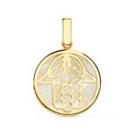 18K COLGANTE ORO AMARILLO NACAR MANO DE FATIMA 18 MM