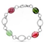 18K PULSERA ORO BLANCO PIEDRAS COLORES, 19,5CM
